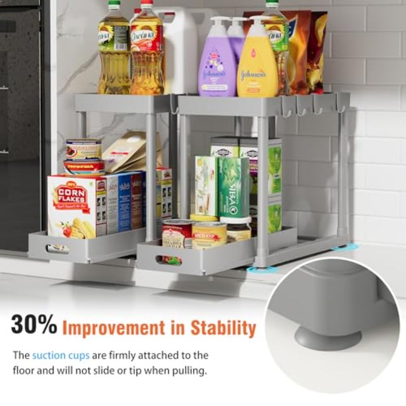2 Pack Pull-Out Storage Organizers, Under Sink Organizer and Storage for Bathroom and Kitchen, Multi-Purpose Under Cabinet Organizers and storage Black - Image 3