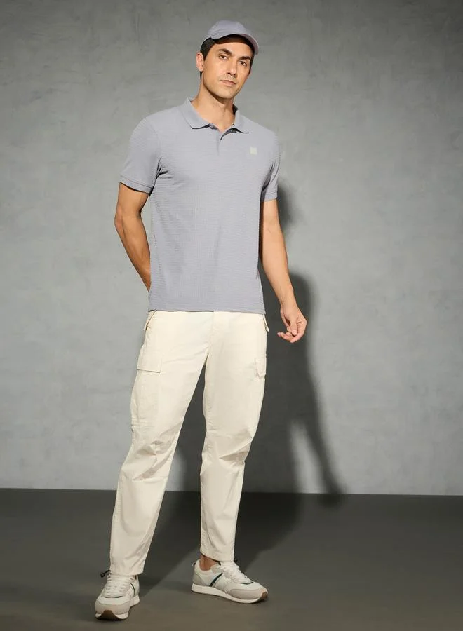 Technosport Grey Technosport Jacquard Slim Fit Polo for Men | Best Price UAE