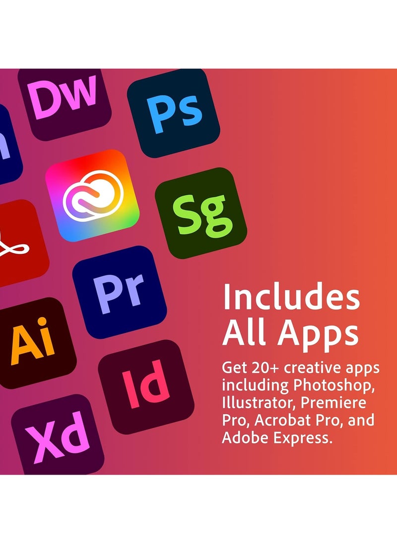 Adobe - Adobe Creative Cloud Entire Collection of Adobe Creative Tools Plus 100GB Storage 12 Months Subscription with Auto Renewal PC Mac - Image 1