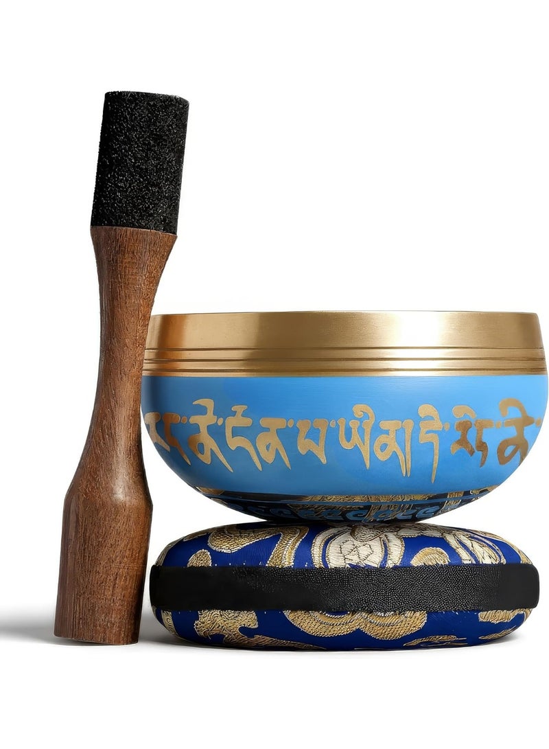 Silent Mind Handmade Tibetan Etched Singing Bowl Set – Sound Bowl & Meditation Bowl with Cushion, Mallet & Guide – Handmade Nepali Bowls – Sound Bath Accessories – Bronze Singing Bowls - Image 2