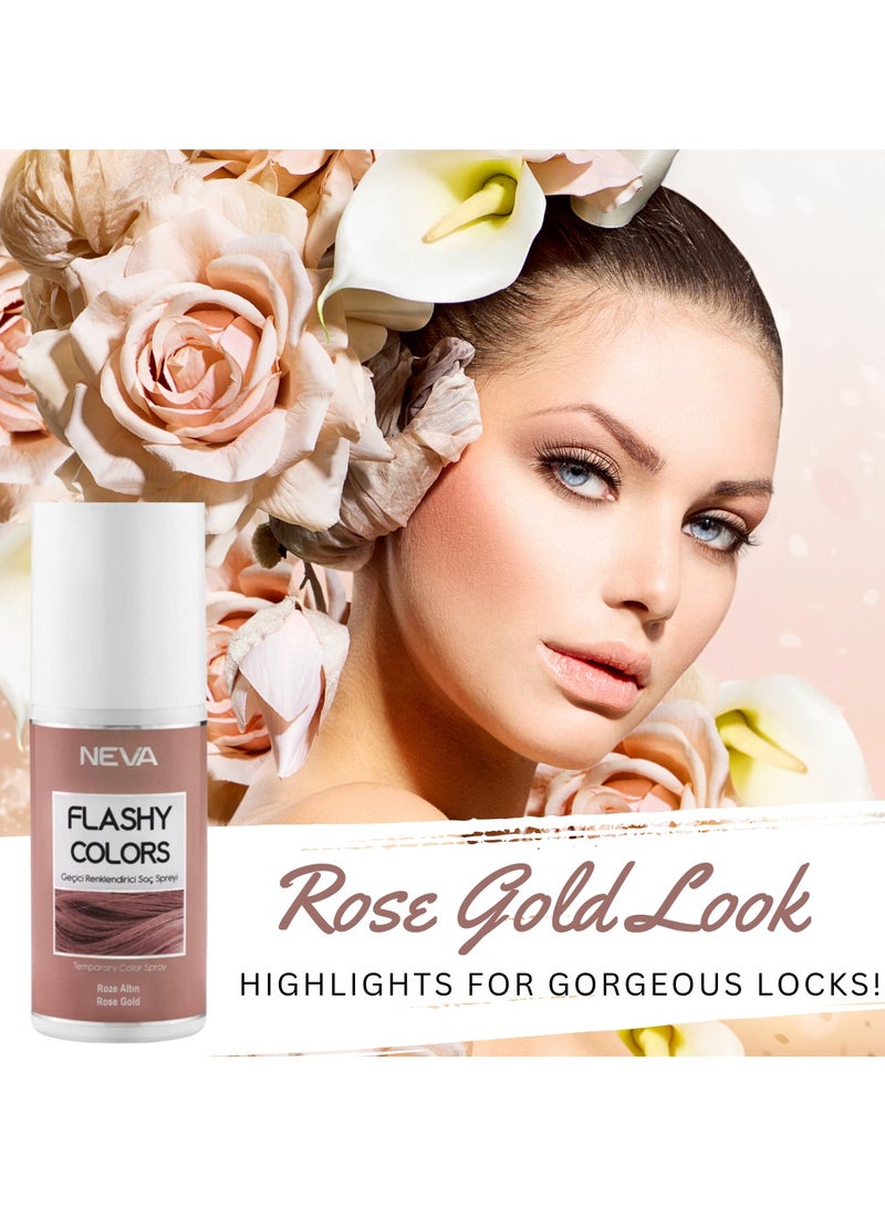 NEVA Flashy Hair Colors Temporary Hair Color Spray - 75ml - ROSE GOLD - Image 2