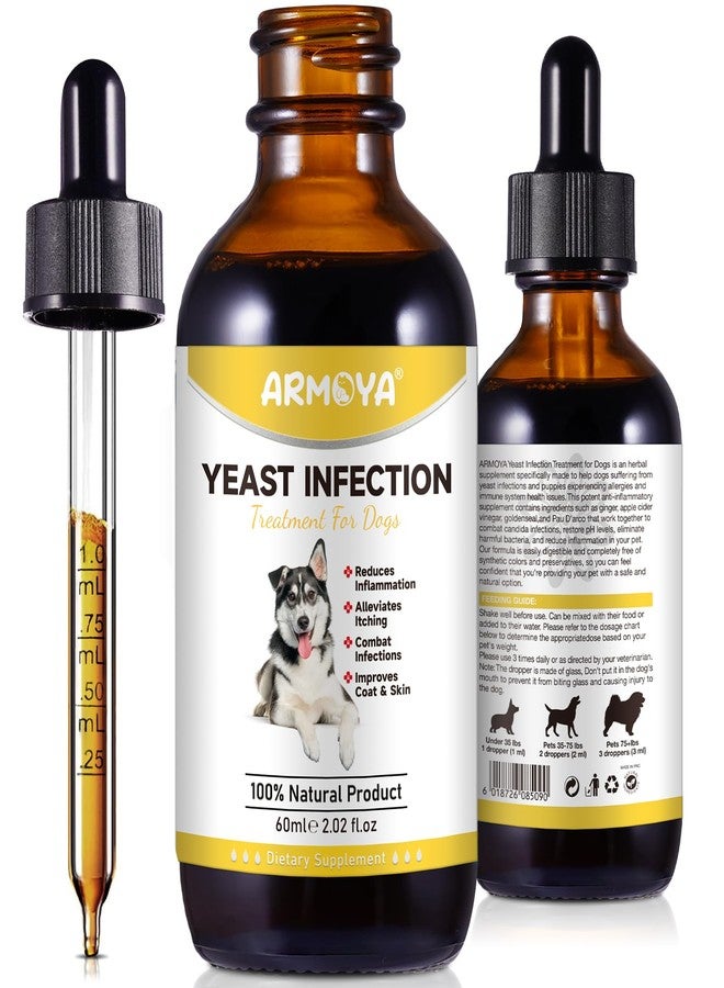 ARMOYA Natural Yeast Infection Treatment for Dogs - Helps to Support Itch Relief - Inflammation Relief & More - Dog Yeast Infection Treatment - Dog Ear Infection Treatment - Dog Allergy | 2 Oz - Image 1