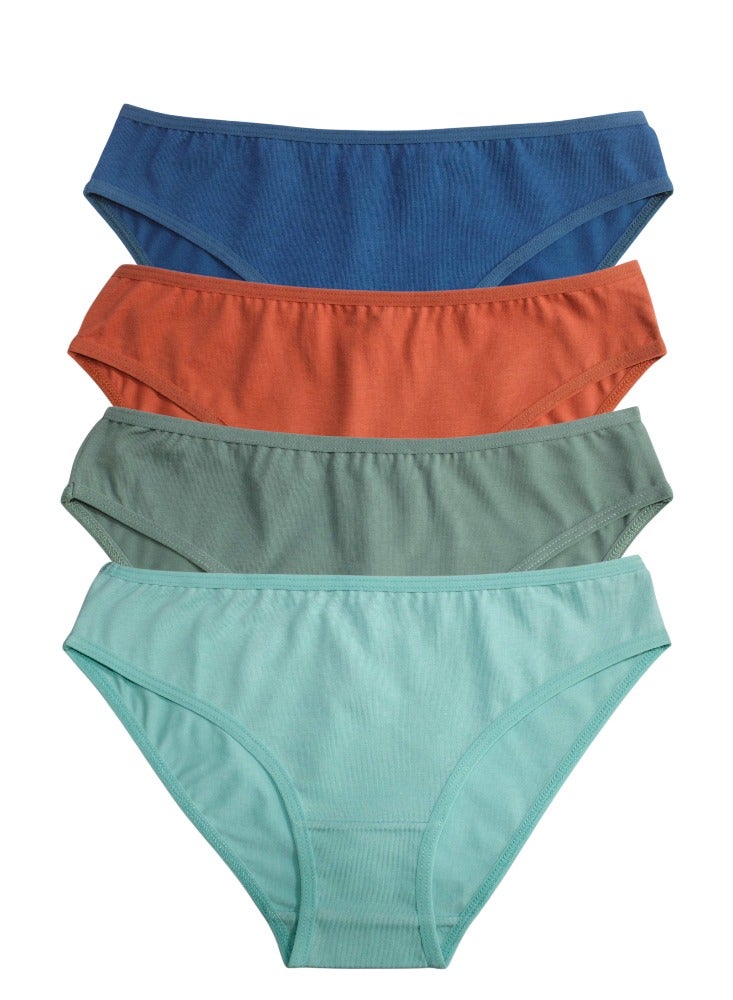 Colors Pack of 4 Cotton Plain Bikini Panties Underwear for Women - Image 1