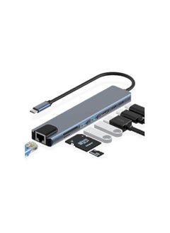 USB C Hub, 8 in 1 Type C Hub Multiport Adapter with 4K HDMI, PD Power Delivery, USB-C, Ethernet, 2 USB, SD/TF Card Reader Compatible with Mac Book Pro XPS and More Type C Devices