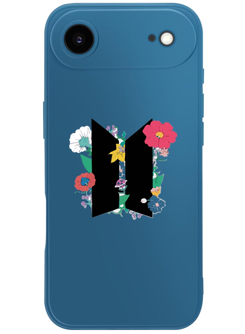 Theodor Protective Slim Fit Case Liquid Silicone Cover with Full Body Protection Anti-Scratch Shockproof Case For Apple iPhone 17 Air (Blue) BTS floral B - Image 1