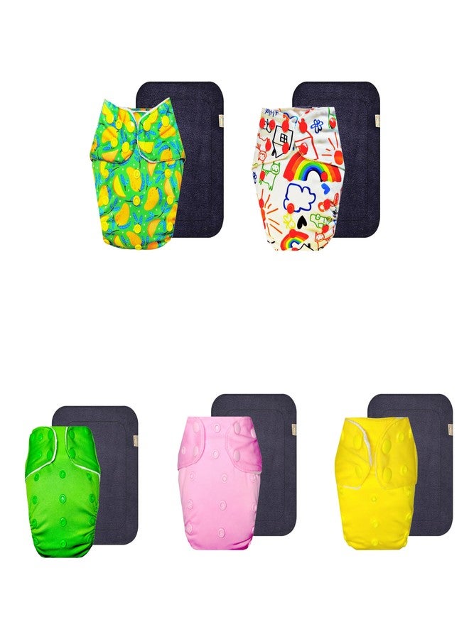 Dumbledo Premium Cloth Diaper with Gray Insert (Pack of 5) | Soft & Gentle | Breathable | Travel Friendly | Everyday Diapering Essential | 3 Months - 3 Years | Unisex Baby - Image 1