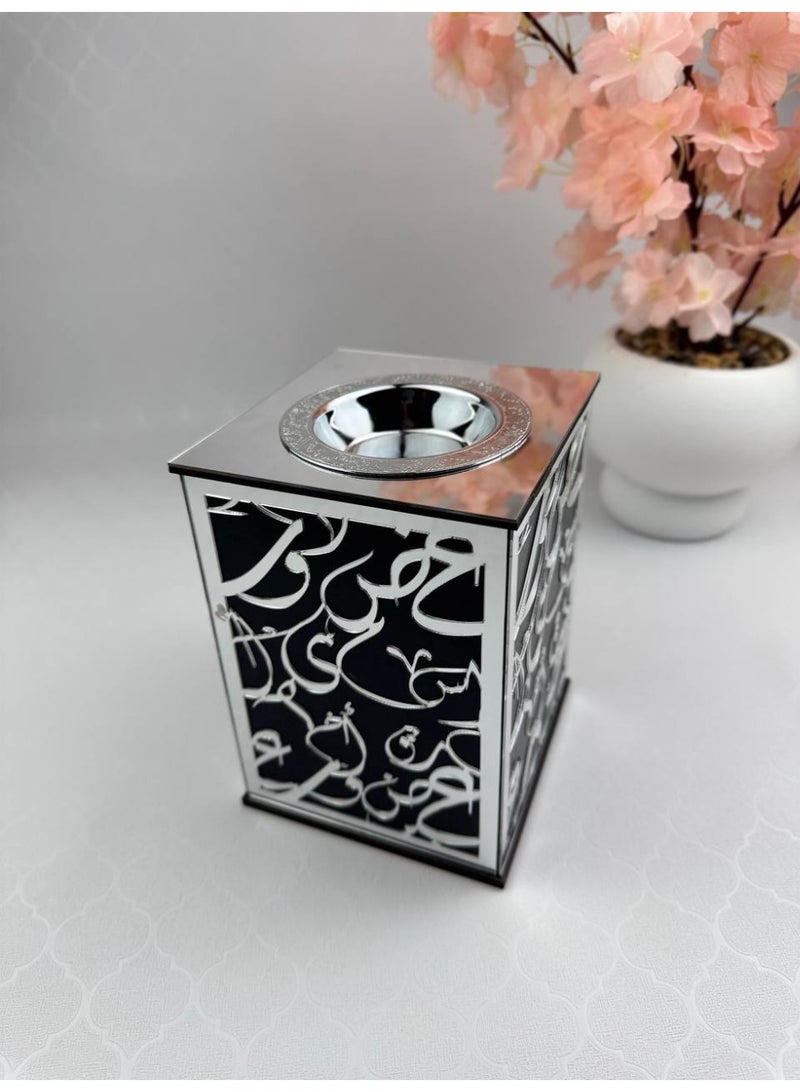 Samrix Waad Incense Burner: An acrylic incense burner with exquisite Arabic calligraphy decorations. - Image 2