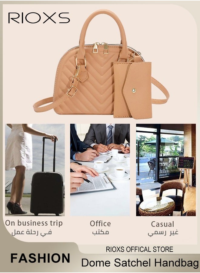 RIOXS - Womens Handbag Set, Classic Crossbody Bag And Buckle Purse, Fashionable Dome Satchel Handbag, Commuting Trendy Shoulder Bag And Small Wallet, Ideal for Travel Shopping Dating - Image 1