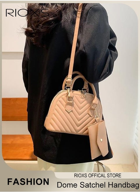 Womens Handbag Set, Classic Crossbody Bag And Buckle Purse, Fashionable Dome Satchel Handbag, Commuting Trendy Shoulder Bag And Small Wallet, Ideal for Travel Shopping Dating