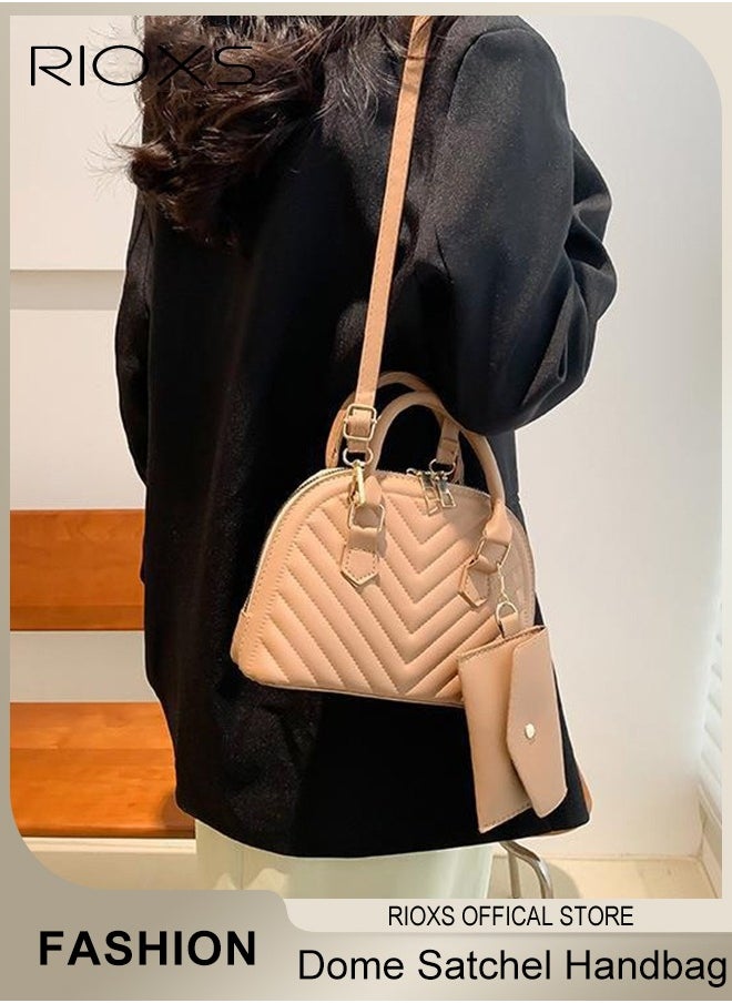 RIOXS - Womens Handbag Set, Classic Crossbody Bag And Buckle Purse, Fashionable Dome Satchel Handbag, Commuting Trendy Shoulder Bag And Small Wallet, Ideal for Travel Shopping Dating - Image 1