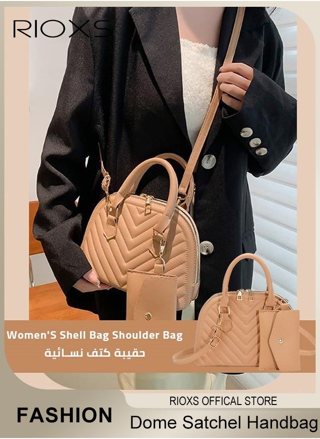 RIOXS - Womens Handbag Set, Classic Crossbody Bag And Buckle Purse, Fashionable Dome Satchel Handbag, Commuting Trendy Shoulder Bag And Small Wallet, Ideal for Travel Shopping Dating - Image 1
