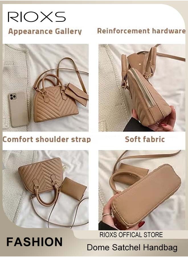 RIOXS - Womens Handbag Set, Classic Crossbody Bag And Buckle Purse, Fashionable Dome Satchel Handbag, Commuting Trendy Shoulder Bag And Small Wallet, Ideal for Travel Shopping Dating - Image 1