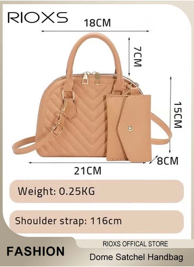 RIOXS - Womens Handbag Set, Classic Crossbody Bag And Buckle Purse, Fashionable Dome Satchel Handbag, Commuting Trendy Shoulder Bag And Small Wallet, Ideal for Travel Shopping Dating - Image 1