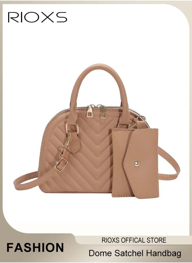 RIOXS - Womens Handbag Set, Classic Crossbody Bag And Buckle Purse, Fashionable Dome Satchel Handbag, Commuting Trendy Shoulder Bag And Small Wallet, Ideal for Travel Shopping Dating - Image 1