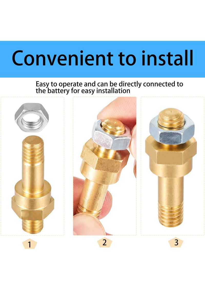 Excefore - Battery Terminal Connectors Set, 4 Pack Long Stud Side Post Battery Terminal Bolt, Standard Battery Post Stud Extender Screws 3/8 16&24 Stud Bolts, Compatible with GM Accessories to Battery - Image 1