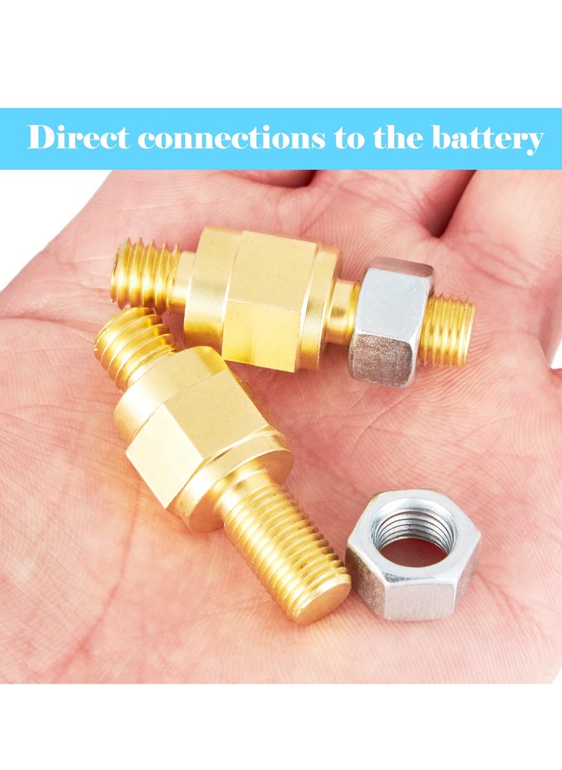 Excefore - Battery Terminal Connectors Set, 4 Pack Long Stud Side Post Battery Terminal Bolt, Standard Battery Post Stud Extender Screws 3/8 16&24 Stud Bolts, Compatible with GM Accessories to Battery - Image 1