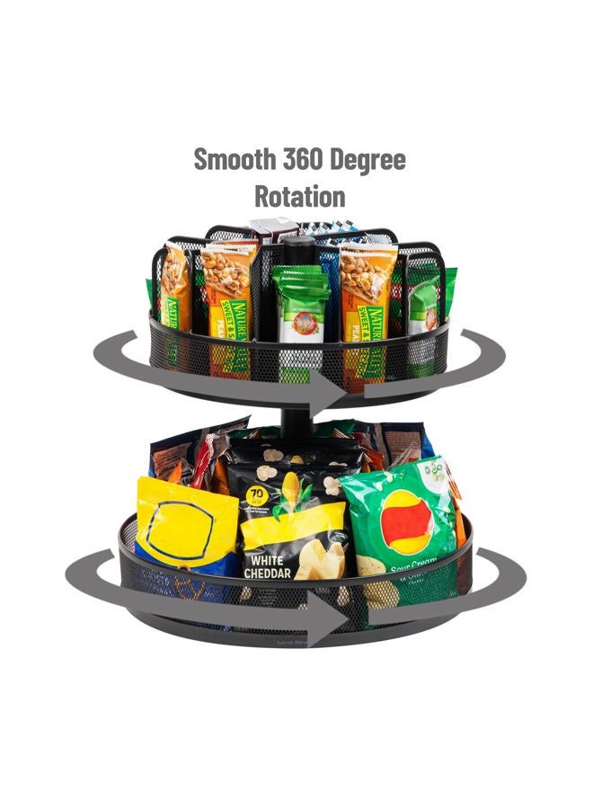Mind Reader منظم الوجبات الخفيفة SNACKMESH-BLK Lazy Susan ذو الطبقتين لبار الجرانولا والوجبات الخفيفة، 13.75 × 14.25 بوصة، شبكة معدنية - Image 4