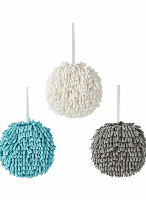 3 Bags Of Hanging Bathroom Towel Super Fluffy Chenille Ball Towel Can Immediately Dry Hands With High Water Absorption