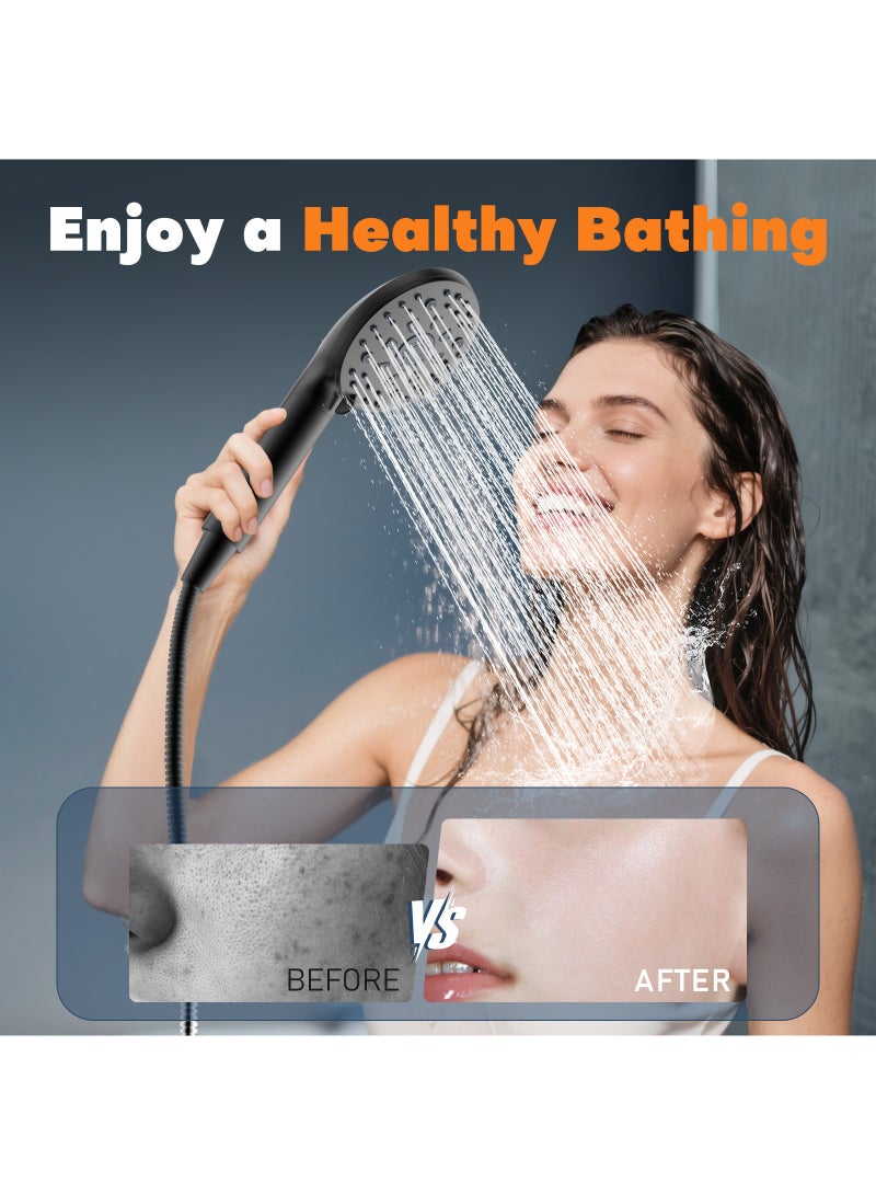 FEELSO 7 Spray Modes High Pressure Shower Head Filter and 1.5M Hose, Black - Image 5
