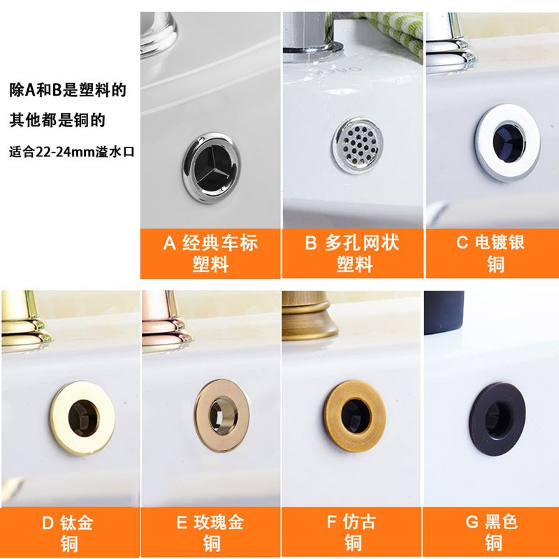 Copper/Plastic Basin Overflow Hole Cover Decorative Cover Ring Gold Antique Color Electroplated Washbasin Overflow Accessories - Image 4