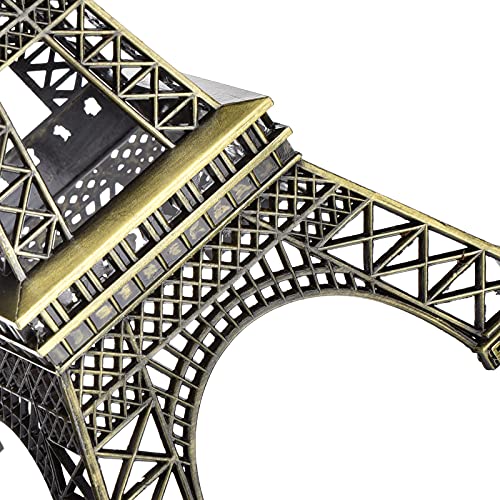 ESHATO Bronze Metal Eiffel Tower Statue, 7inch Decorative Figurine Replica Stand Holder for Cake Topper Table Decor Gift Party Home Decoration - Image 4