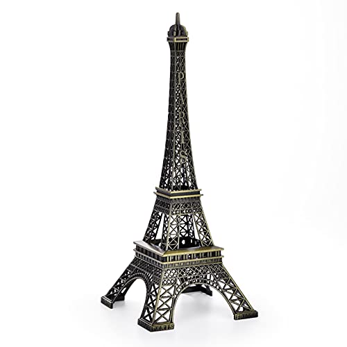 ESHATO Bronze Metal Eiffel Tower Statue, 7inch Decorative Figurine Replica Stand Holder for Cake Topper Table Decor Gift Party Home Decoration - Image 1