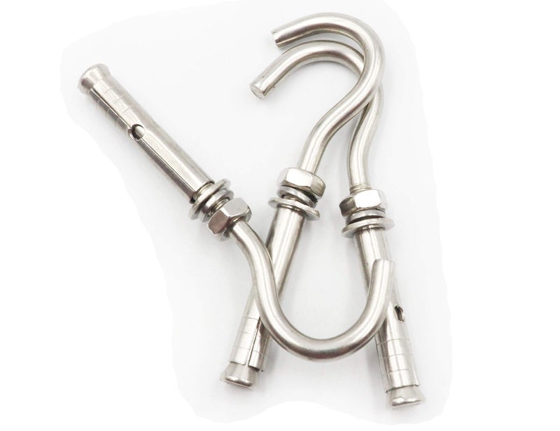 LBY 10pcs Expansion Anchor Bolt Open Cup Hooks, M6 Open Cup Hook Screw, Expansion Heavy Duty Bolts, Hardware Tool, Stainless Steel (Silver) - Image 3