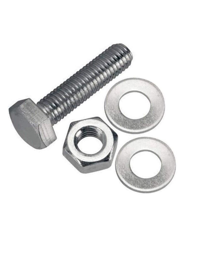 Generic 12 pcs Hex Head Screw Bolts Nuts & Washers Fully Thread GI Plain Finish Bolt Set. (20, 80MM)  - Image 1