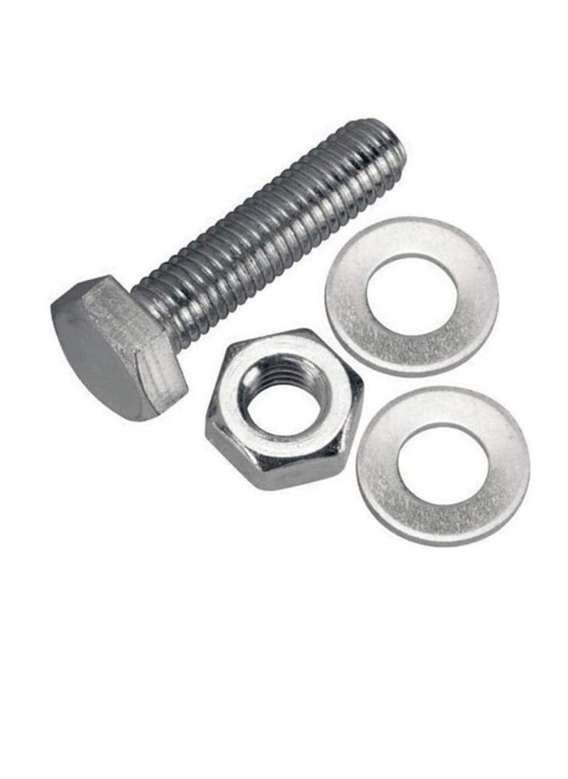 Generic 12 pcs Hex Head Screw Bolts Nuts & Washers Fully Thread GI Plain Finish Bolt Set. (20, 80MM)  - Image 2
