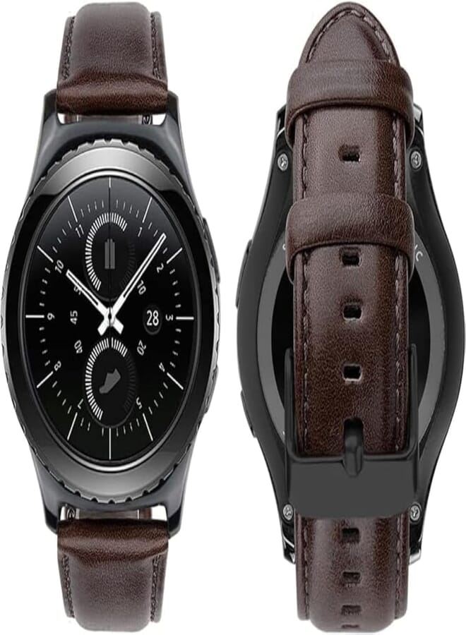 G-Power Leather Replacement Wrist Band Strap With Simple Elegant Design And High Elasticity Specially For Huawei/Samsung Galaxy Smart Watches 20/40/42/46 Mm - Dark Brown 