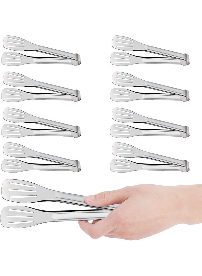 CLENEA 8 Pack Kitchen Tongs, Buffet Tongs, 7-Inch Stainless Steel Serving Tongs, for Food, Salads, Grilling, Buffets & Kitchen, Safe Design with Smooth Edges, High Strength and Lightweight - Image 1