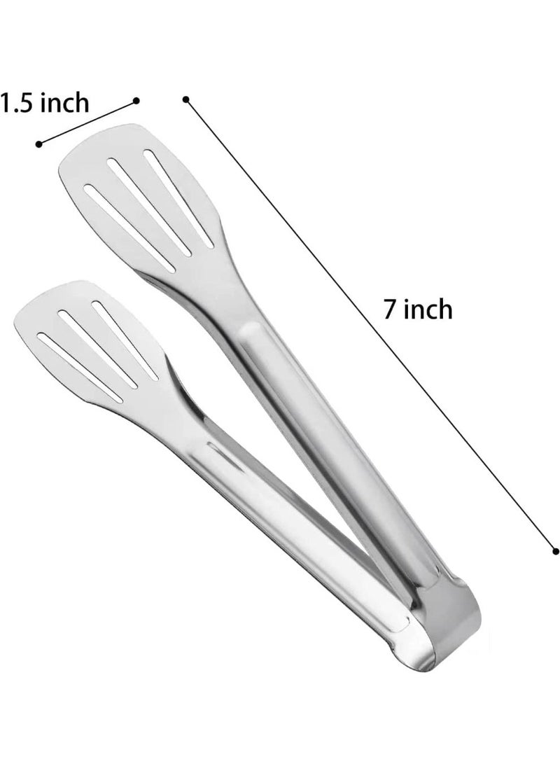 CLENEA 8 Pack Kitchen Tongs, Buffet Tongs, 7-Inch Stainless Steel Serving Tongs, for Food, Salads, Grilling, Buffets & Kitchen, Safe Design with Smooth Edges, High Strength and Lightweight - Image 2