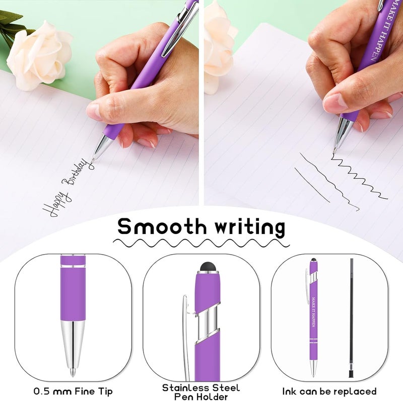 comfrt 12 Pieces Quotes Pen Inspirational Ballpoint Pen with Stylus Tip Motivational Messages Pen Metal Inspirational Pen Set Metal Black Ink Pens Encouraging Stylus Pen (Motivational Style, Assorted) - Image 5