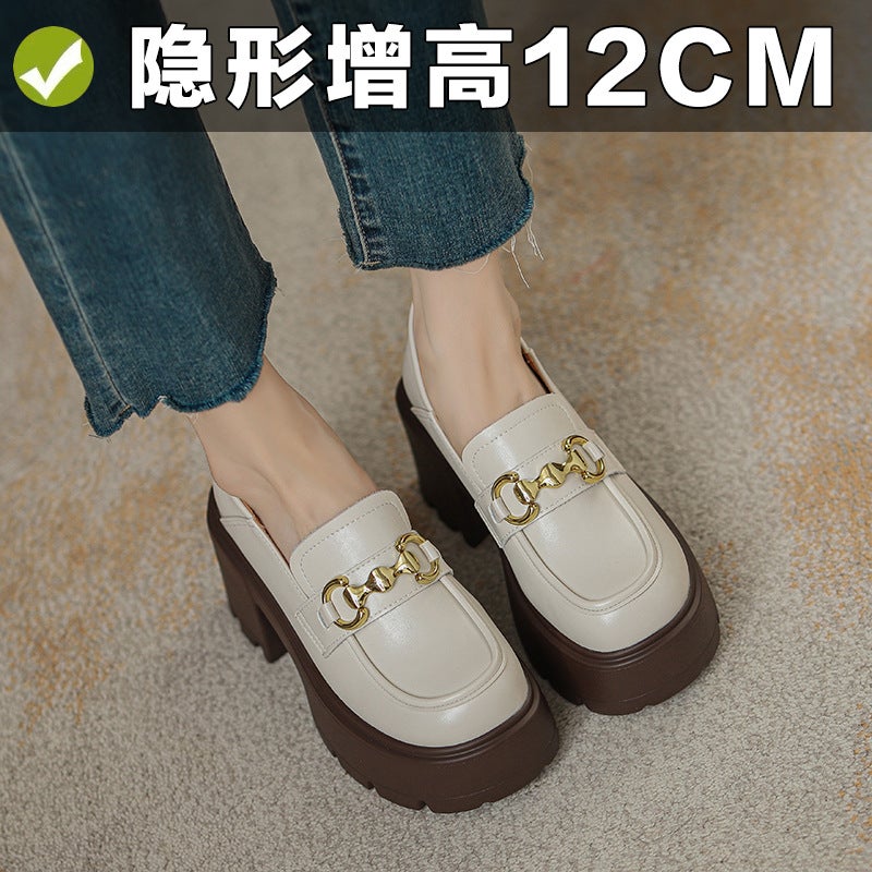 Inner Heightened Loafers Women'S 2025 Spring New Small Size Platform Platform Single-Layer Shoes All-Match Fashionable Small Leather Shoes 32 - Image 4