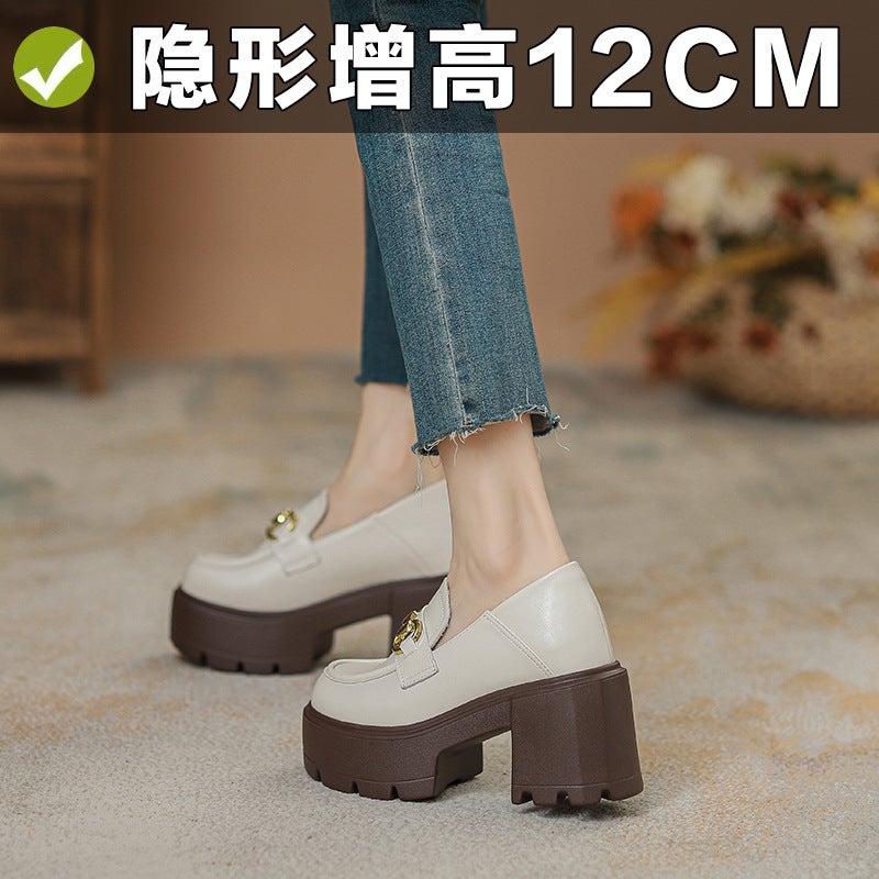Inner Heightened Loafers Women'S 2025 Spring New Small Size Platform Platform Single-Layer Shoes All-Match Fashionable Small Leather Shoes 32 - Image 5