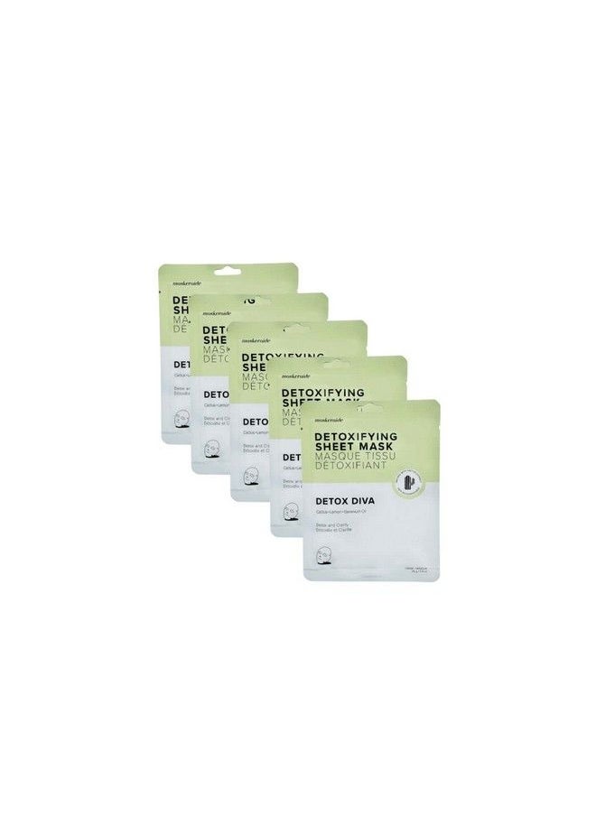 MaskerAide - Detox Diva Detoxifying Face Mask With Chinese Plum Green Algae Geranium Oil Seaweed Honey & Green Tea For Acne & Blemishes Exfoliate & Detoxify Cruelty Free Korean Skincare 5 Pack - Image 1