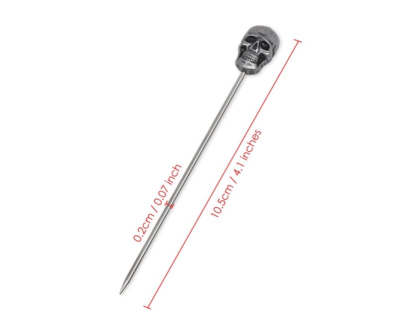 DS.DISTINCTIVE STYLE DS. DISTINCTIVE STYLE Skull Cocktail Picks 6 Pieces Stainless Steel Olive Picks Reusable Fruit Sticks for Halloween Party - Image 5
