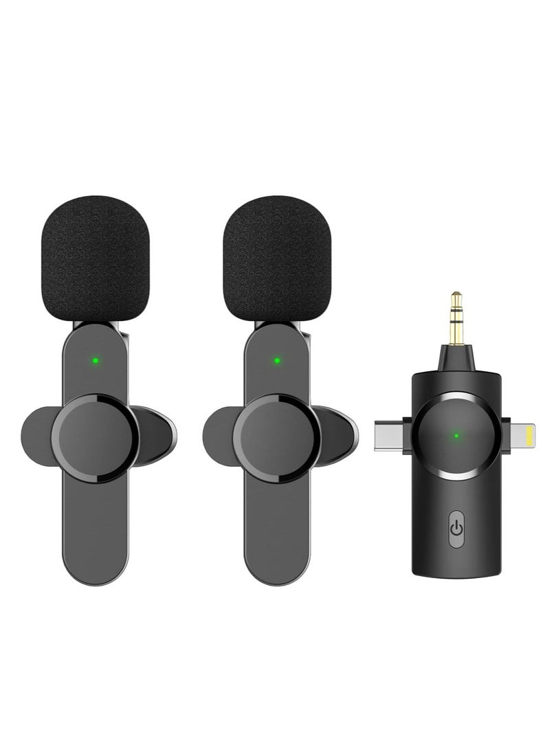Dual Wireless Lavalier Lapel Microphone for iPhone, Android, Camera-Cordless Double Mics Plug-Play 2.4G Ultra Low Delay Built-in Noise Reduction Chip 7H Long Working Time for Two-Person Creator - Image 1