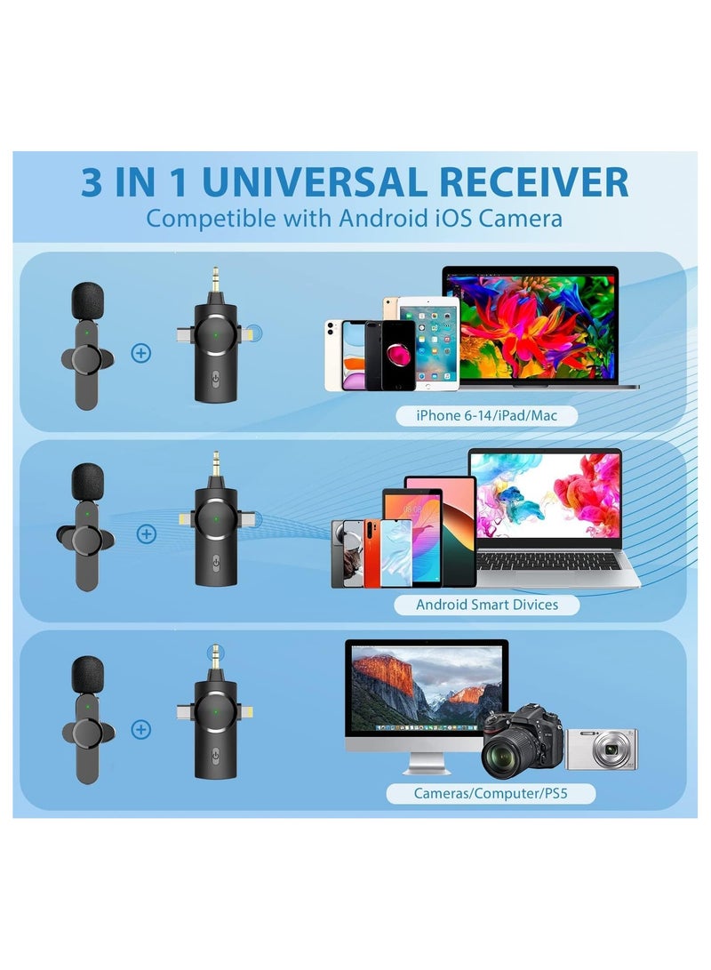 Dual Wireless Lavalier Lapel Microphone for iPhone, Android, Camera-Cordless Double Mics Plug-Play 2.4G Ultra Low Delay Built-in Noise Reduction Chip 7H Long Working Time for Two-Person Creator - Image 5
