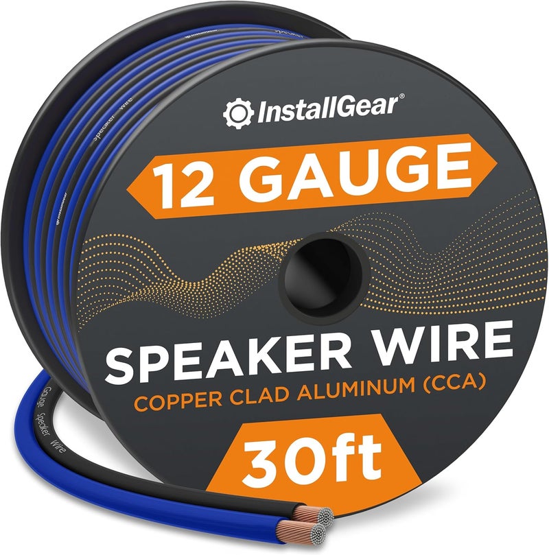 InstallGear 12 Gauge Speaker Cable (30ft - Blue/Black) - Car & Home Theater Speaker Wire for Stereos, Surround Sound, Radio - Image 1