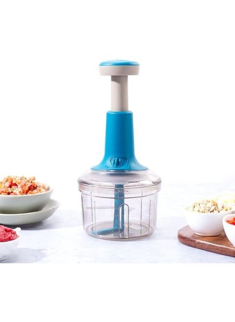 Glory Push Chopper – 800ml Vegetable & Fruit Chopper with 3 Stainless Steel Blades, Anti-Slip Base, Easy-Pull Handle – Compact Manual Food Processor