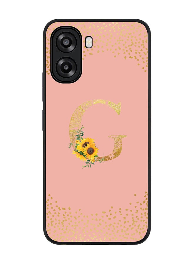 Stylizedd For Oppo A6x 5G / A6x 4G Case,Slim fit Camera Protection, Shockproof Thin Phone cover  - Custom Floral Monogram - G  (Rose Pink ) - Image 1