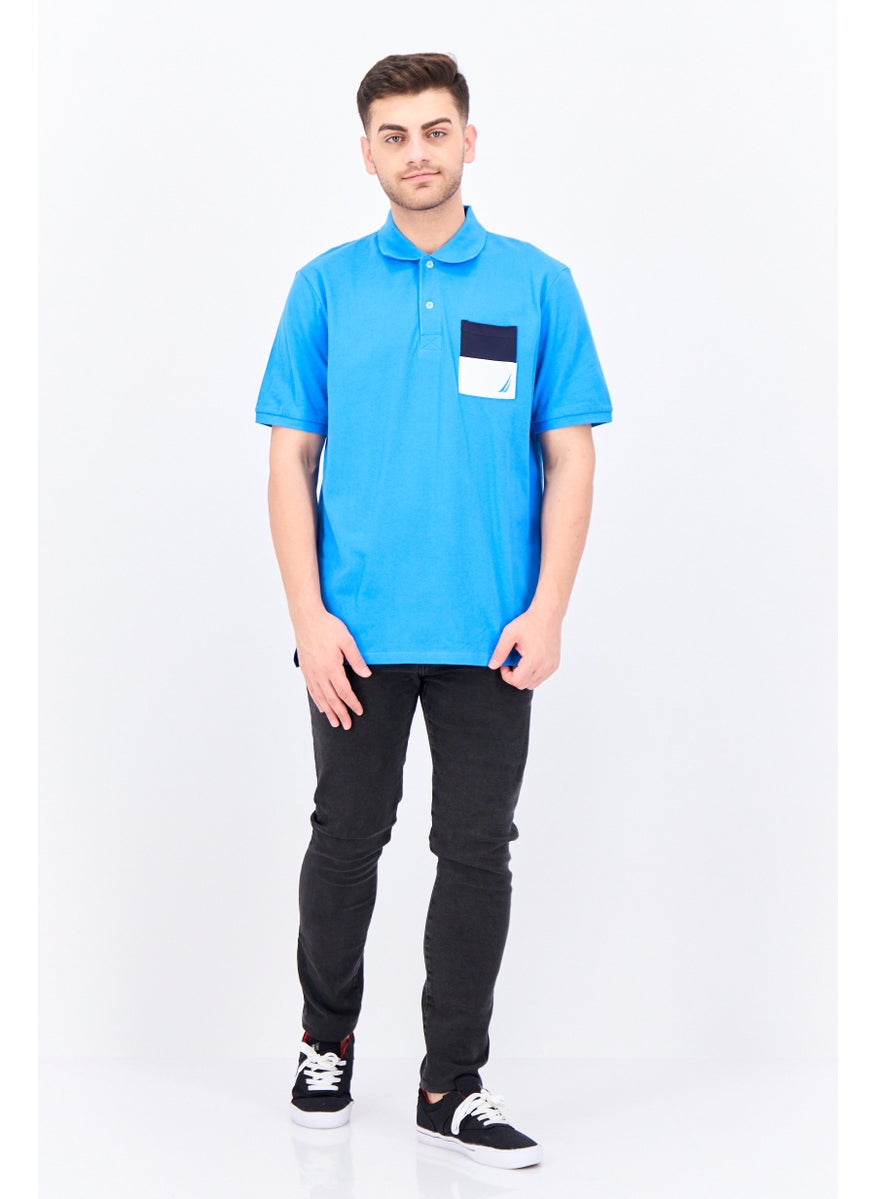 NAUTICA Men Regular Fit Embroidered Logo Short Sleeves Polo Shirts, Blue  - Image 4