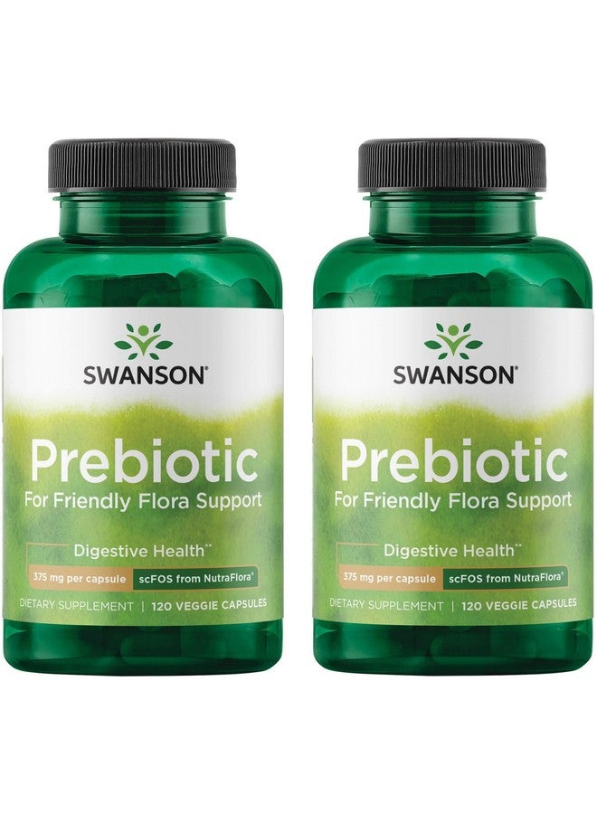 Swanson Prebiotic Capsules - Promotes Friendly Flora Support & Overall Digestive Health - Prebiotic Fiber Promoting Gut Health & Immune Support - (120 Veggie Capsules, 750mg Each) 2 Pack