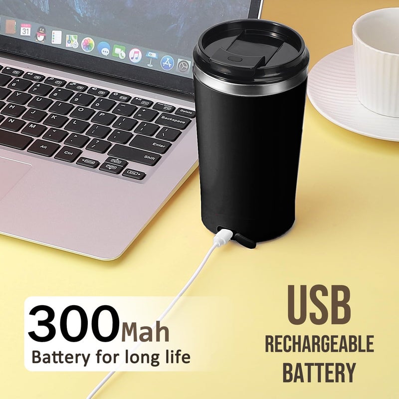 Hatisan Self Stirring Coffee Mug With Lid Electric High Speed Self Stirring Mug 400ml Rechargeable Detachable Stainless Steel Self Stirring Cup for Coffee, Milk, Cocoa Christmas Gift(Black) - Image 5