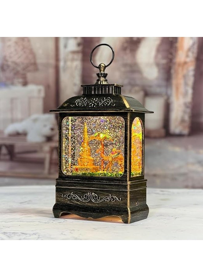 DYD Dubai Globe Lantern – Flat LED Light with Burj Khalifa, Camel & Palm Tree | Modern Desert-Inspired Water Globe Lamp for Home Decor & Gifts Bronze, GMXDB003-1 By DYD Delights - Image 3