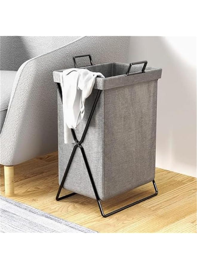 هوكور سلة غسيل قابلة للطي مع اطار من الستانلس ستيل من بورتالوف، سلة غسيل مقاومة للماء وقابلة للطي بسعة 50 لتر، سلة غسيل للملابس والالعاب - Image 3