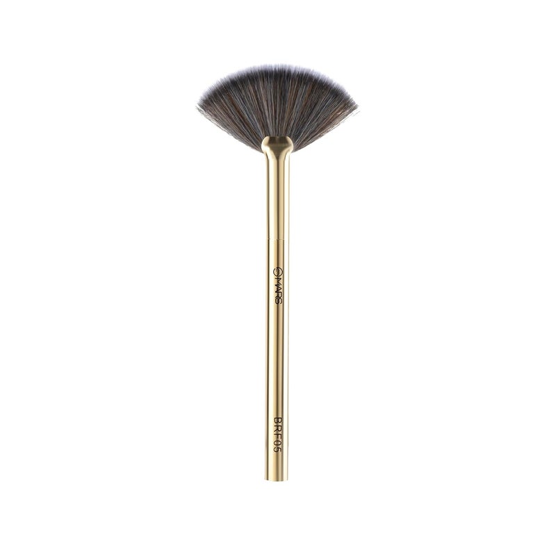 MARS Artist's Arsenal Professional Fan Brush For Face Highlighting | Precise Synthetic Brushes | Feather Soft Touch | Perfect For Highlighting | Luxe Packaging Makeup Brush (Golden) - Image 1