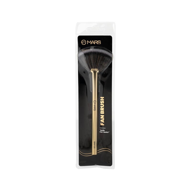 MARS Artist's Arsenal Professional Fan Brush For Face Highlighting | Precise Synthetic Brushes | Feather Soft Touch | Perfect For Highlighting | Luxe Packaging Makeup Brush (Golden) - Image 5