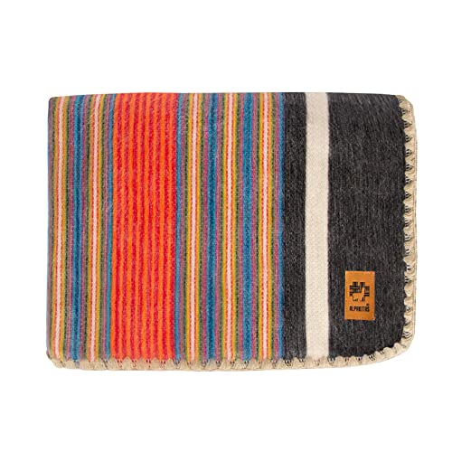 ALPAKITAS Alpaca Wool Blanket Throw  Large Beautiful Warm Stripes  64 x 45 inches  UltraSoft Hypoallergenic and Breathable  NonItchy or Scratchy Orange and Blue